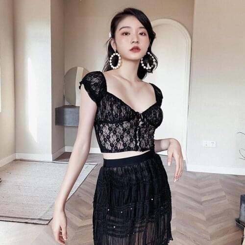 Bathing Suit Women Two Piece Swimsuit For Micro Bikini Girl Push-Up Swimwear Separate Sexy Lace Wood Ear Covering Bathing Suit