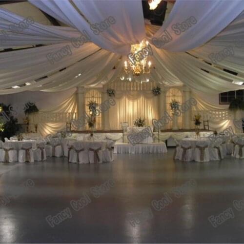 10pcs/lot White Luxury Wedding Roof Fabric 16m x 1.4m/pc beatiful Ceiling Drape Canopy Drapery for decoration wedding fabric