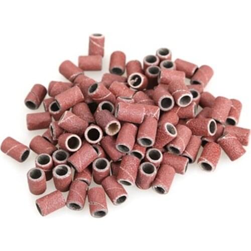 100pcs Nail Sanding Caps Grinding Band Drill File Bits Ring Fashion Girl Manicure Pedicure Tool Accessories