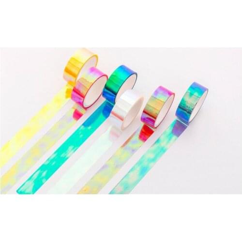 15mm*5m Laser Washi Tape Glitter Stationery Scrapbooking Decorative Adhesive Tapes DIY Masking Tape School Supplies