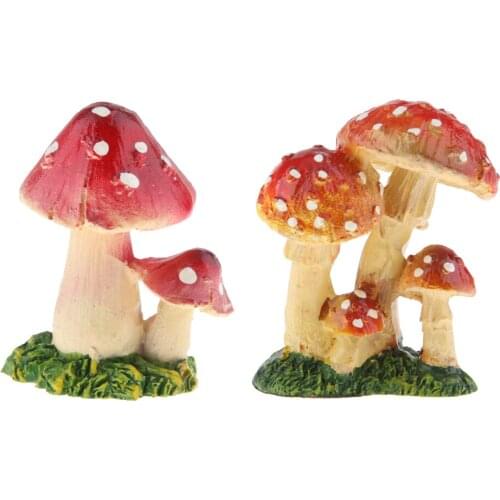 2Pcs Garden DIY Fairy Miniature Mushroom Decoration Home Desk Lawn Ornaments