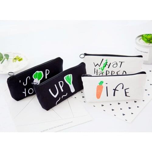 20pcs Cute Simple Triangle Vegetables Pencil Bags for School Office Supplies Korean Bag Cute Large Pencil Pouch Pen Stationery
