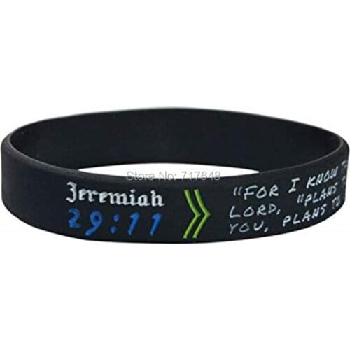 30pcs Bible Verse JEREMIAH wristband silicone bracelets free shipping by ePacket A