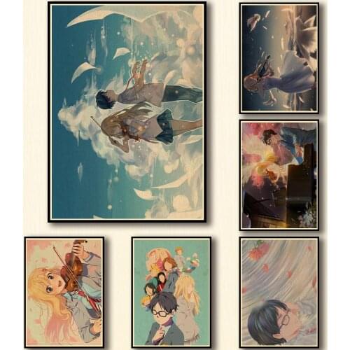 35 Designs Anime Your Lie In April Kraftpaper Poster Artwork Homedecal Fancy Wall Sticker for Coffee House Bar