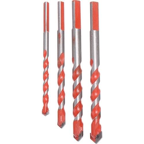 4pcs 6-12mm Carbide Drill Bits Ceramic Glass Hole Opener Drill Bits Triangle Head Twist For Glass Brick Wall Wood Working