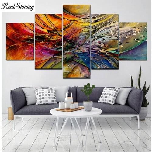 5 Panel diamond painting Cross Stitch abstract lines full square round diamond embroidery icons diamond mosaic sale home art,T33