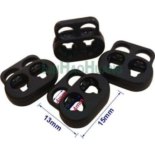 50pcs Matte Black Metal Stopper Spring Toggle Clasp 4mm Holes Buckle Rope Clamp Cord Locks Drawstring Stops End Clip Buckles