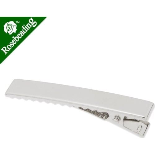 56mm Metal Alligator Hair Clip with Teeth,Nickel color,8mm width,20pcs/lot-C4492