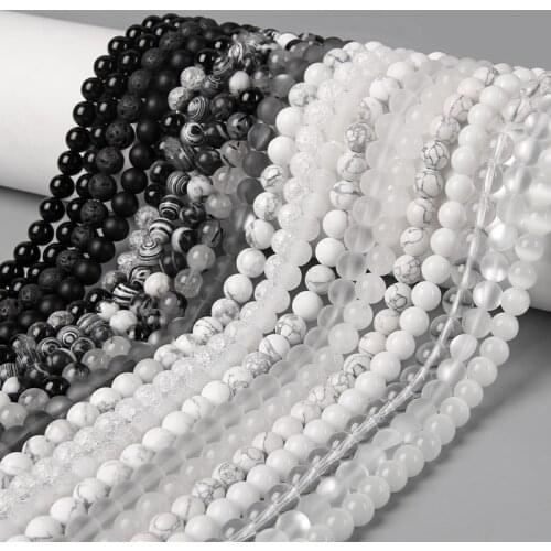 6MM 8MM 10MM Natural Stone Black Obsidian White Opal Agates Labradorite Crystal Glass Spacer Beads For Jewelry Making Beadwork