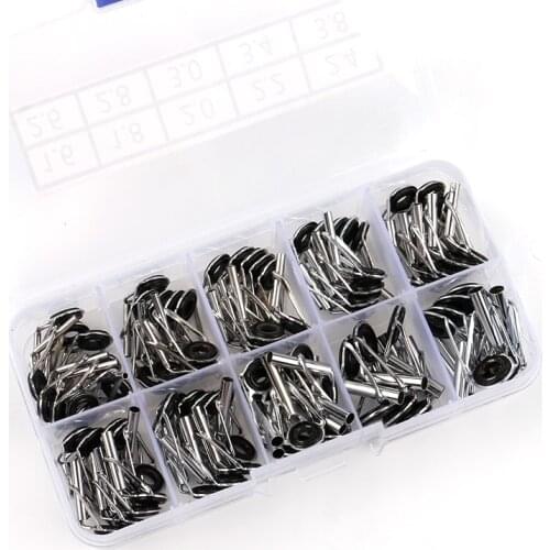 84pcs/box Top Fishing Rod Rings 10 Sizes Ceramic Stainless Steel Fishing Rods Guide Ring Set Eye Rod Accessories