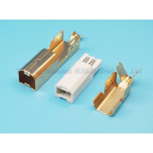 Free shipping 100sets 3 in 1 welding wire type B 2.0 USB 2P male plug mini USB jack plug+gold plating shell