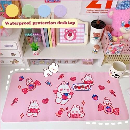 Large Cartoon Mouse Pad Waterproof Desktop Oil-proof Non-slip Desk Mat Kawaii Bear Rabbit Keyboard Game Pad Students Writing Pad