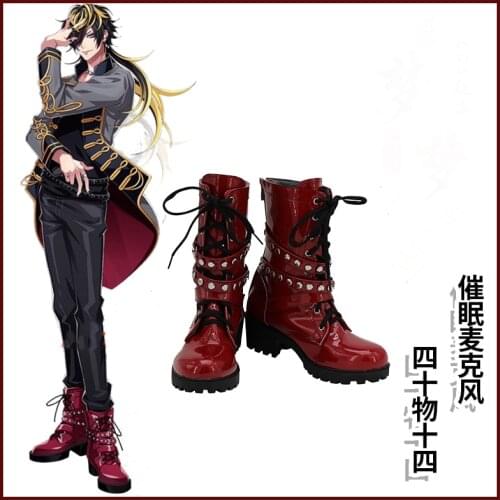 Hypnosis Mic Division Rap Battl DRB Jyushi Aimono Cosplay Shoes Boots Red Men Shoes Costume Accessories Halloween Party Shoes