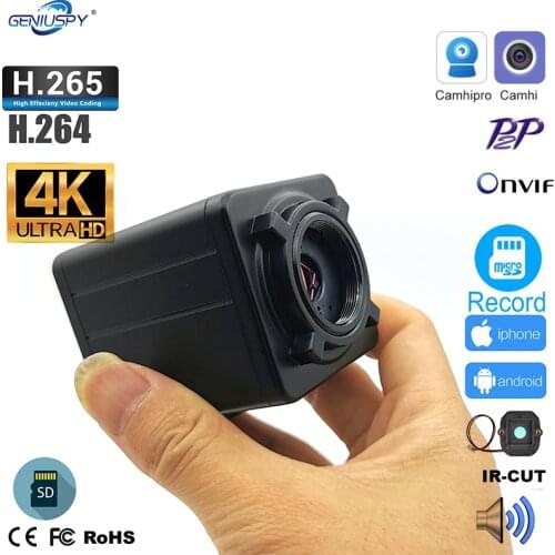 Camhi H.265 Cctv P2P Ultra Low Lux Audio 32G Sd Card 4K 8MP Video Surveillance Home Security CCTV 4K Mini BOX IP Camera