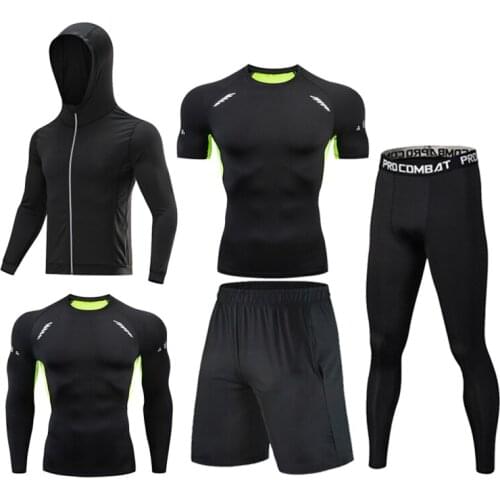 Classic Mens Dry Fit Quick Dry Elastic Compression Training Rashgard Fitness Gym Suit T-Shirt Jogging Running Cycling Suit