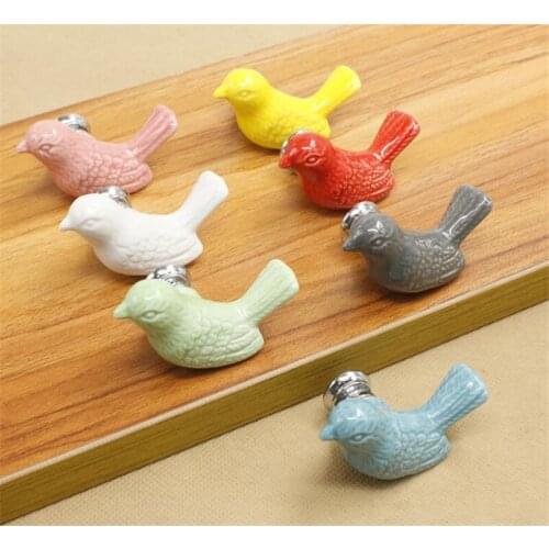 Hot 100pcs/lot Ceramic Peace Dove Drawer Knobs 3D Cartoon Bird Cabinet Cupboard Handles Novelty Creative