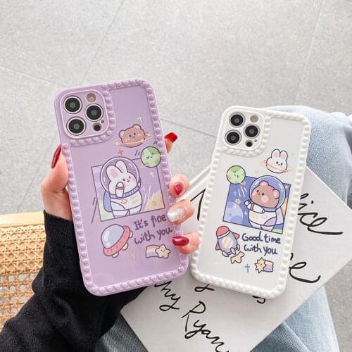 Love heart Cute Cartoon Korean Case For iphone 12 11 Pro Mini X XS MAX XR Slim Soft Cover For iPhone 8 7 6 PLUS SE 2 Phone Cases