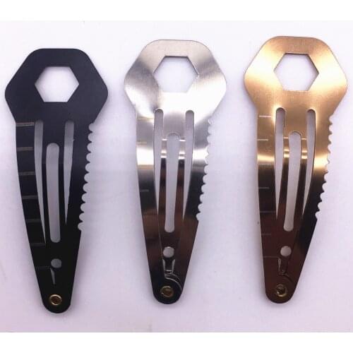3 color EDC Hair Clip Multifunction Stainless Steel Hairpin Cutter Ruler Screwdriver Keychain 8 In 1 Pocket Utility Survive Too