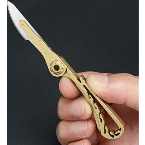Multifunction Mini Scalpels With Pocket Clip Brass Handle EDC Medical Folding Knife Unpacking Pocket Knife Surgery Open Box Tool