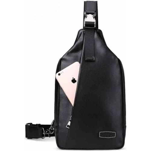 Mens Chest Bag Leather Messenger Bag Multi-Functional Crossbody Bags Male Korea Messenger Shoulder Bag
