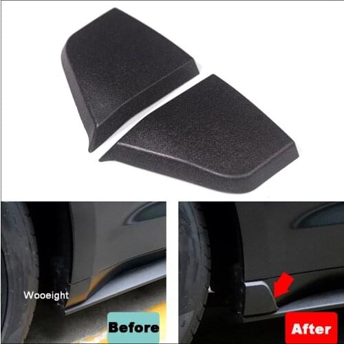 Wooeight 2Pcs ABS Black Car Side Door Skirt Fender Mudapron Mudguard Cover Trim For Ford Mustang 2015-2018 2019 2020 Accessories