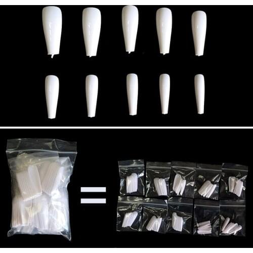 RIKONKA 100/500pcs Ballerina Nails Natural/Clear/White Coffin Full Nail Tips French Half-cover Nails for Extension&Protection