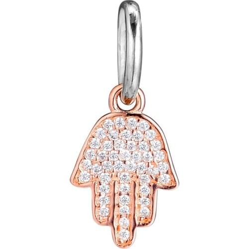 CKK 925 Sterling Silver Rose Gold Palm Pendant Charm Beads Original Jewelry Making Fits For Bracelet & Bangle