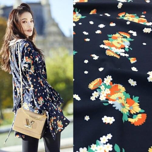New small floral digital printing clothing handmade DIY fabric dress shirt fashion cloth two color European and American
