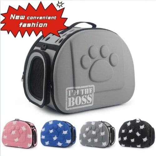 Cat Pattern Blue Dog Carrier Bag Portable Cats Handbag Foldable Travel Bag Puppy Carrying Shoulder Pet Bags