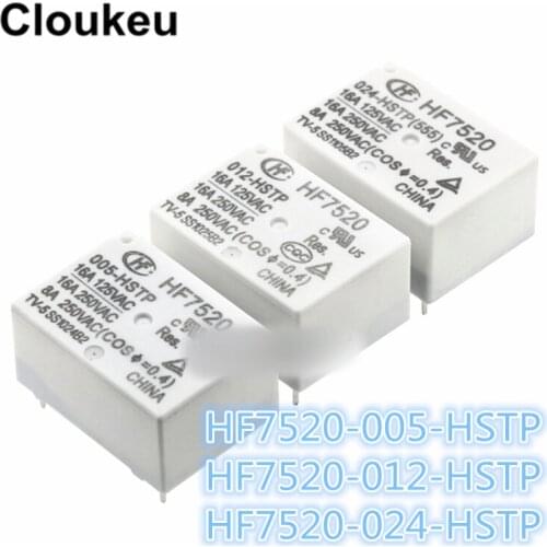 100Pcs Relay DIP4 HF7520-005-HSTP HF7520-012-HSTP HF7520-024-HSTP 5V 12V 24V 16A