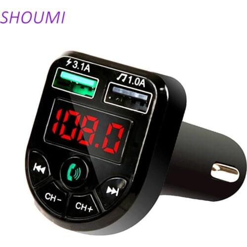 Shoumi Bluetooth 5.0 FM Transmitter Car Kit MP3 Modulator Player Wireless Handsfree Audio Receiver 3.1A Dual USB Fast Car Charge