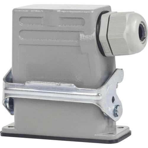 Heavy Duty Connectors HA 10 pins core top side entry single buckle with plastic cable gland