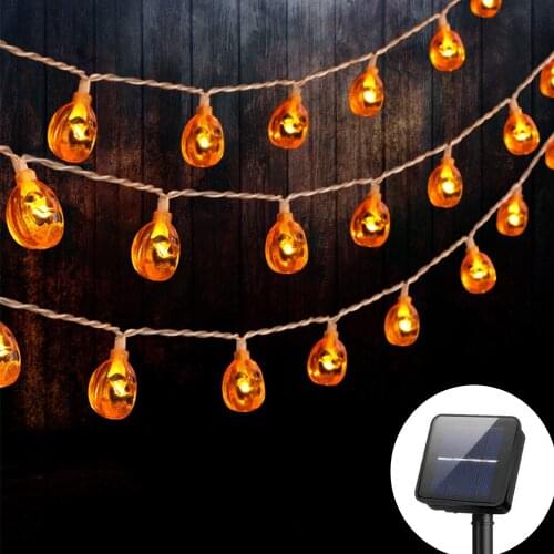 50/30/20leds Halloween Pumpkin Lantern Lights String Solar Pumpkin Lights String for Christmas New Year Holiday Party Decoration