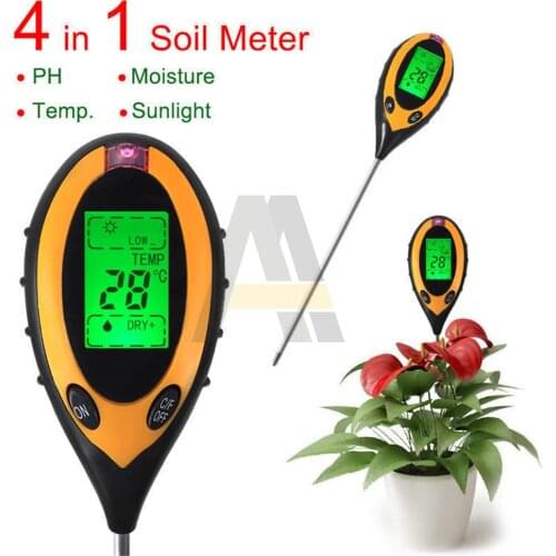 Soil PH Tester 4 in 1 PH Light Moisture Acidity Tester Soil Tester Moisture Meter Plant Soil Tester Kit for Flowers Garden