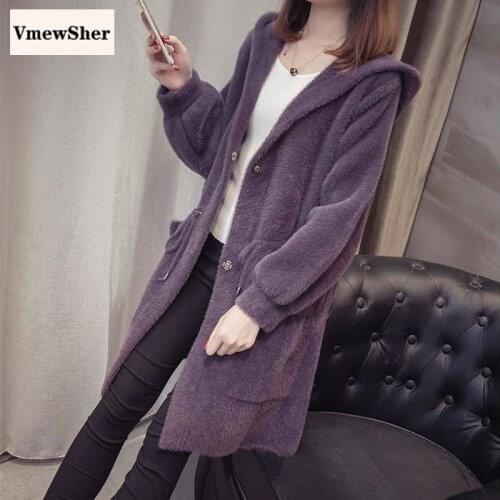 Vmewsher New Elegant Faux Waterproof Mink Coat Long Hooded Jacket Adjusted Waist Soft Overcoat Lady Elegant Puffy Plush Outwear