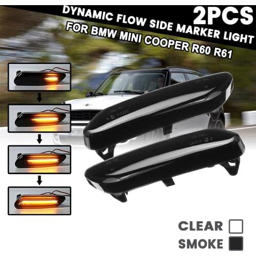 1 Pair For BMW For Mini Cooper R60 R61 Flowing Turn Signal Day Light Dynamic LED Side Marker Light 12v Side Repeater Panel Lamp