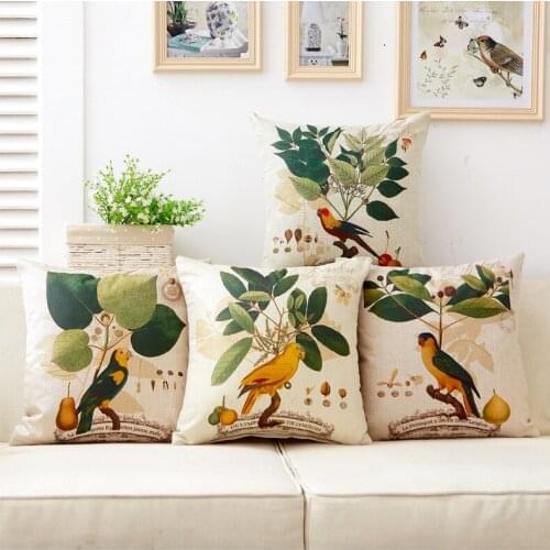 1PC American country flower bird Cushion Decorative Pillow Home Decor Sofa Throw Pillow coussin OU 043