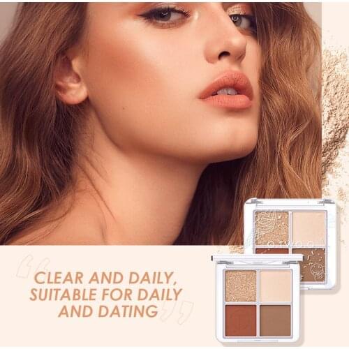 2021 Four-Color Eyeshadow Pearly Matte Earth Color Makeup Eyeshadow Palette Small and Portable Ice Elves Beloved Girl