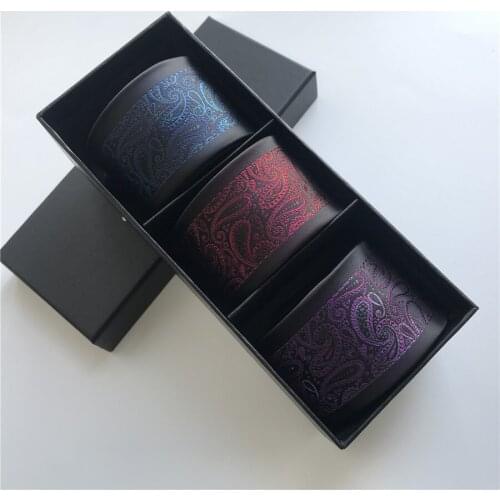 3 Pieces/Set Men Fashion Casual Necktie Set Unique Paisley Bordered Ties with High Quality Gift Box