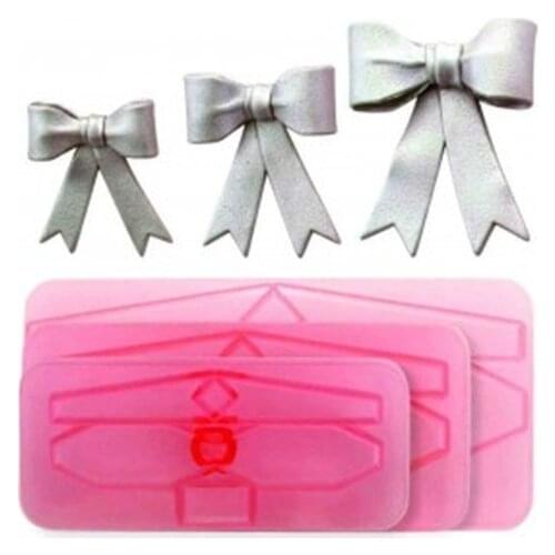 3Pcs/lot 3D Bowknot Plastic Cake Chocolate Cookie Cutter Bow Tie Cake Tool Biscuit Fondant Mold Decorating Tools