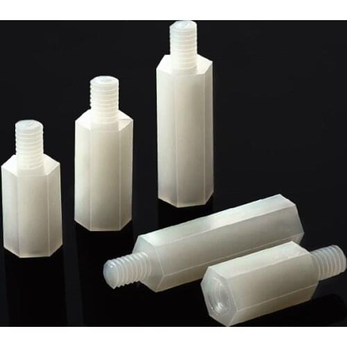 30PCS White Plastic Nylon M2.5 M3 M4 Hex Column Standoff Spacer Screw Stand-off M3 Hex Screw Male M3*5/6/8/10/12/15/18/20mm+6