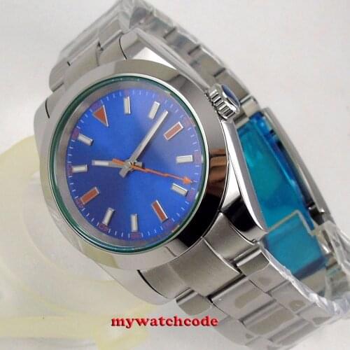 36mm Bliger Sterile Blue Dial No Logo Solid Case Date Window Sapphire Glass 21 Jewels MIYOTA 8215 Automatic Mens Watch