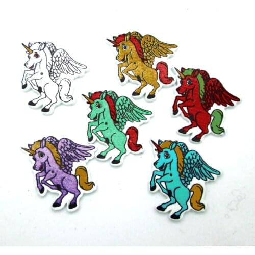 50pcs 32x27mm Mixed Horse Buttons For Clothes Crafts Sewing Scrapbooking DIY Accessories