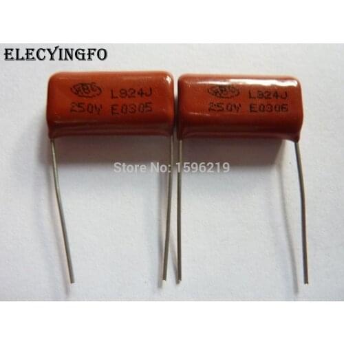50pcs CBB 824 250V 824J 0.82uF 820nF P20 Metallized Polypropylene Film Capacitor