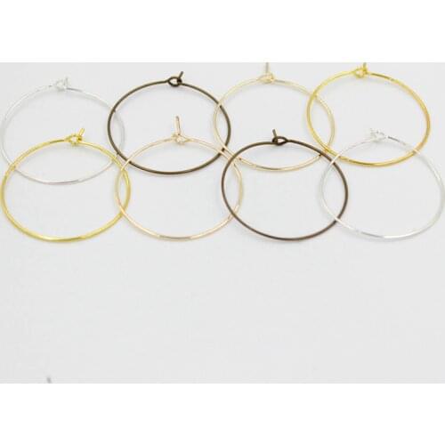 50pcs/lot 20 25 30 35mm circle Hoops Earrings Big Circle Ear Wire Hoops Earrings Wires For DIY Ear Jewelry findings Making