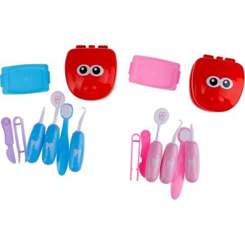 9Pcs Pretend Play Toy Dentist Check Teeth Model Set Medical Kit Educational Role Play Simulation Learing Toys For Children Kids