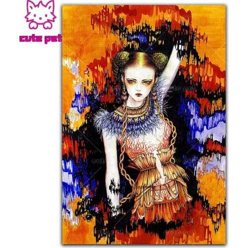 Diamond Painting Abstract fashion girl Cross Stitch Diamond Embroidery 5D Diamond Decoration Full Square round Drill Handmade