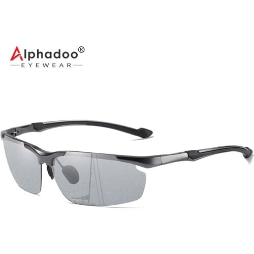 Aluminum Anti High Beam Semi-Rimless Polarized Sunglass A802
