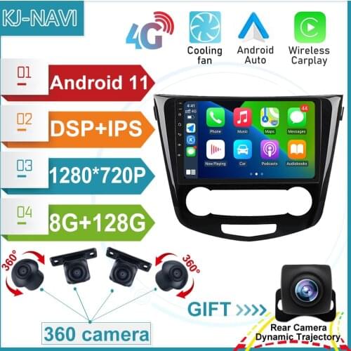 6+128GB Android 11.0 Car Player Multimedia Radio GPS Video For Nissan X-TRAIL X Trail T32 Qashqai 2 J11 2013 2014 2015 2016 2017