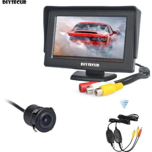 DIYSECUR Wireless 4.3" Color TFT LCD Car Monitor with HD Rear View Reverse Backup Car Camera Parking System